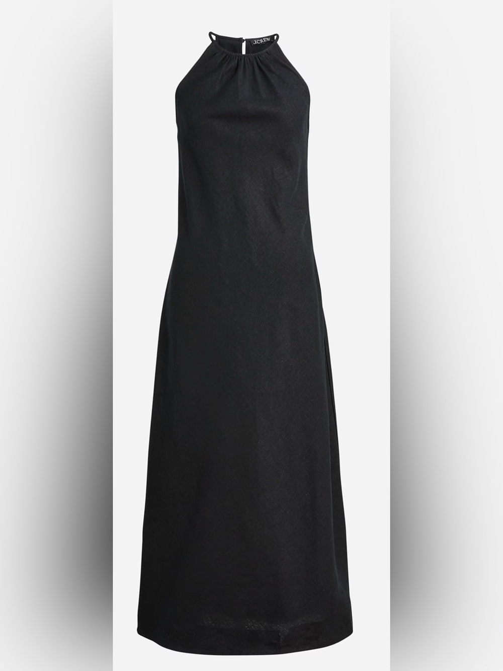 J. Crew Women's High-Neck Halter Midi Dress 100% Linen - Black - 12 - NWT